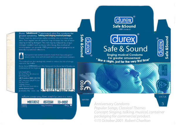 musical condom package "just fro the very first Time".
